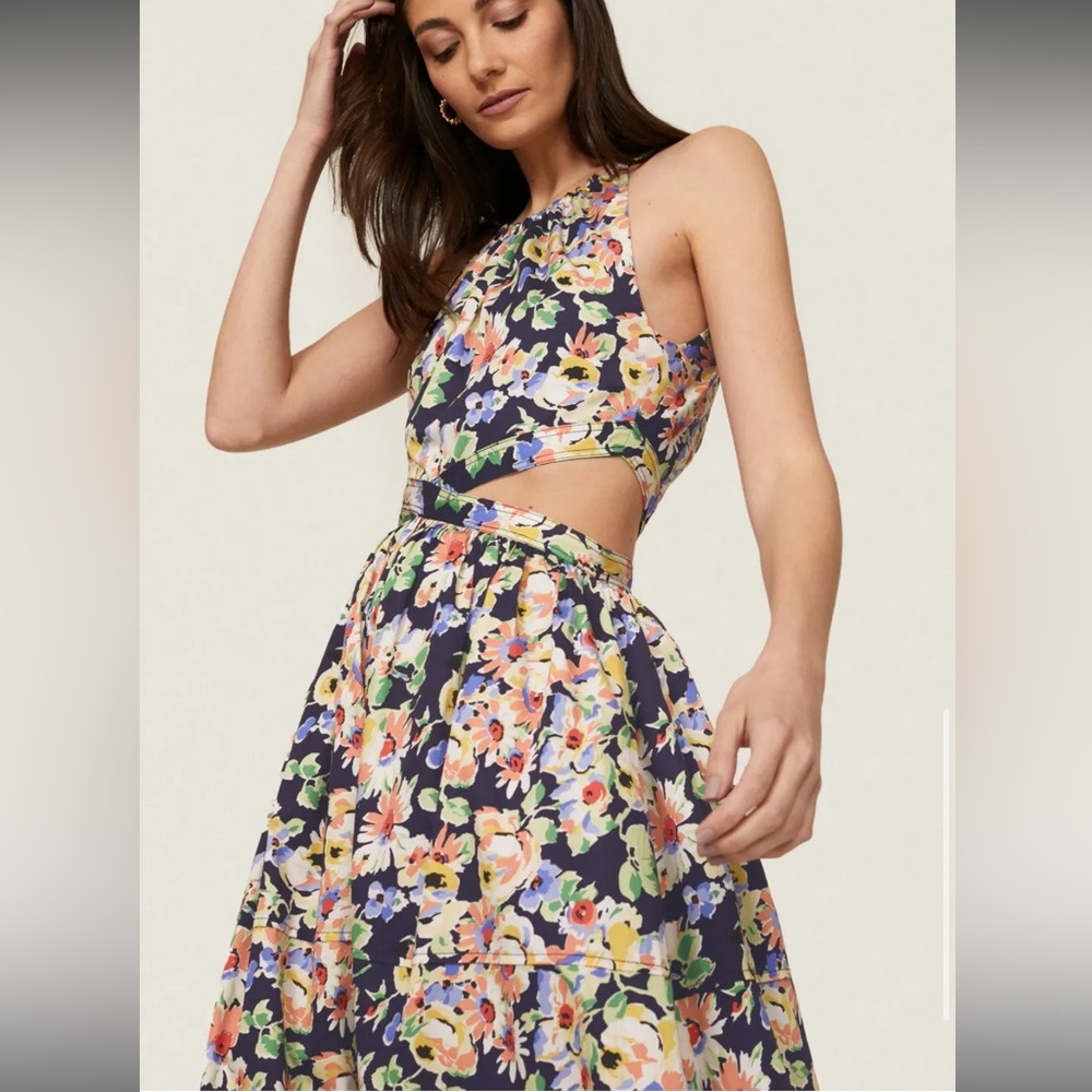 Something Navy floral Cut Out Dress